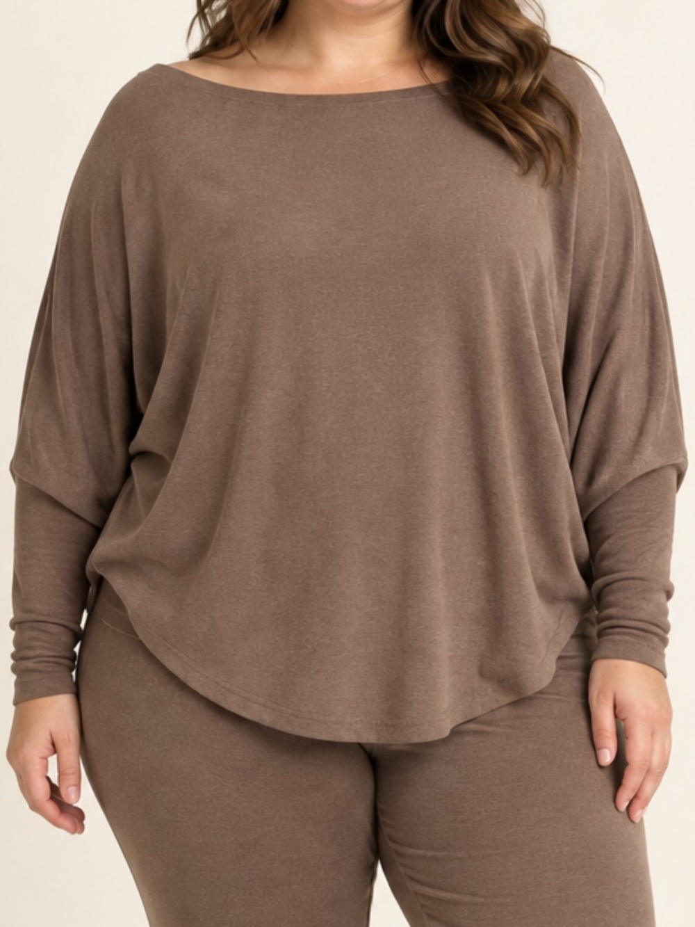 Zenana Mocha Dolman Boat Neck Top